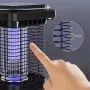 Solar Powered Bug Zapper EM02 Portable Outdoor Mosquito Killer Lamp High Voltage Electric Insect Repellent Stainless Steel IP65 Waterproof LED Light for Courtyard Garden Patio Backyard