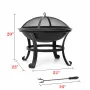 SINGLYFIRE 22 inch Fire Pit for Outside Outdoor Wood Burning Pit Steel Firepit Bowl BBQ Grill for Patio Camping Backyard