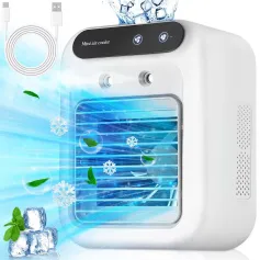 Speed Adustable Air Conditioner Cooling Fan 500ml Tank Personal Air Conditioning Air Cooler Mini Rechargeable Fan for Camping Office