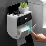 Bathroom Organizer Shelf Wall Mount Toilet Paper Holder Large Capacity Wall-mounted Double-layer Toilet Paper Holder No Drilling Installation Waterproof Paper Towel Storage Box Suitable for Bathroom Organization