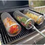 20cm Round Stainless Rolling Barbecue BBQ Grill Basket Net For Vegetables Meat Fish