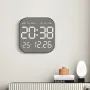 Metal Brushed Texture Digital Wall Clock Alarm Set Large Display Screen LED Alarm Clock Home Office Bedroom with Remote Control