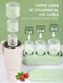3 Pcs Silicone Ice Cube Tray for Tumbler, Hollow Cylinder Ice Mold with Lid and Bin for Freezer Ice Drink Juice Whiskey Cocktail Compatible with 40Oz Tumbler