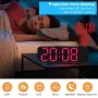 Versatile Colorful LED Digital Alarm Clock with 180 Degree Projection Adjustable Brightness /Indoor Temperature Dual Power Source Large Screen 12/24H For Home Office Classroom