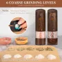 500mAh Electric Pepper Grinder in Wood Grain Color Electric Salt and Pepper Grinder Set with 6 Adjustable Coarseness Adjustable Ceramic Core with LED Light USB Rechargeable