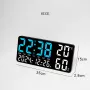 15 Inch Digital Wall Clock with Atmosphere Lights Remote Control Temp Humidity Display LED Table Clock Multifunctional Alarm Clock