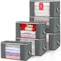 AGSIVO 6 Packs 90L Large Storage Bags Clothes Organizer Storage Containers with Durable Handles Thick Fabric for Clothing Blanket Comforters Bed Sheets Pillows