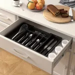 Cutlery Organizers Expandable Cutlery Bins Large Capacity Cutlery Storage Holders for Drawers Counters Cabinets Kitchen Organizers and Storage Cabinets