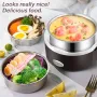 Janolia 1.3L 200W Portable Electric Lunch Box Food Warmer with Removable Stainless Steel Container Electric Heating Bento Lunch Box Food Storage Container EU Plug for Office and Home