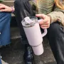 40oz Stainless Steel Vacuum Insulated Tumbler with Handle Straw Lid and Straw for Water Iced Tea or Coffee