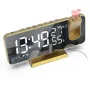 AGSIVO 7.4\ LED Digital Projection Alarm Clock With FM Radio / Rotating Projector / Mirror Surface / Temperature Display / Humidity Display / Snooze / External USB Charger