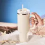 40oz Stainless Steel Vacuum Insulated Tumbler with Handle Straw Lid and Straw for Water Iced Tea or Coffee