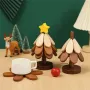 Wooden Foldable Star / Cherry Style Christmas Tree Creative Heat Insulation Mat Set Dining Table Anti Scalding Mat Festive Kitchen Decorative