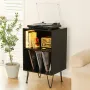 Hommpa Turntable Stand Black Record Player Stand with Vinyl Storage and LED Light Vinyl Record Storage Cabinet Holds Up to 100 Albums Record Player Table for Living Room Bedroom Office
