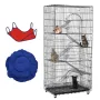 PawGiant Oversized 6 Tier Cat Cage 77\ Tall 1-5 Cats w/Hammock, Cat Bed & 5 Ramp Ladders 5 Platforms 3 Front Door Tray Cat Litter Playpen Cat House Pet Pen