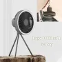 3 in 1 Multifunctional 10000mAh USB Rechargeable Camping Fan with LED Light High Capacity Silent Motor Long Battery Life Aluminum Tripod Desk Ceiling Fan Power Bank Function