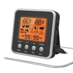 AGSIVO Digital Food Oven Meat Thermometer With Probe Timer Alert Backlight Outdoor Grill Cook Barbecue Kitchen Cooking BBQ Thermometer