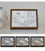 LED Illuminated Artwork Warm Modern Minimalist Design Rechargeable with Real Wood Frame Perfect Night Light and Home Decor Piece