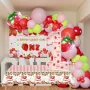 205PCS Strawberry Party Decor Balloon Set Strawberry Balloon Garland Arch Kit with Strawberry Print Marquee 1 Berry One Backdrop 1st Birthday Girl Strawberry Party Supplies Tablecloth