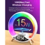 Çok İşlevli RGB LED Gece Lambası Saati Bluetooth Hoparlör Renkli Ortam Aydınlatması Kablosuz Şarj Telefon Hızlı Şarj