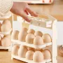 Multi-layer Foldable Anti-drop Egg Organizer Tray with Lid and Handle Egg Holder For Refrigerator-Stackable Egg Storage Container for 24 Eggs Refrigerator Door