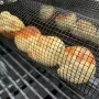 30cm Round Stainless Rolling Barbecue BBQ Grill Basket Net For Vegetables Meat Fish