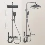 Space Aluminum Digital Display Square Shower Set Piano Button Bathroom Booster Shower Head System With Ambient Light Wall Mount Bracket Bathroom Faucets