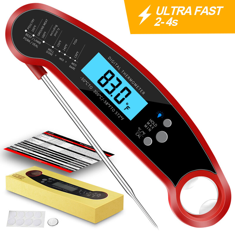 AGSIVO Fast Instant Read Digital Food Meat Thermometer Waterproof For BBQ Kitchen Cooking Grilling