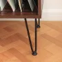HOMMPA Record Player Stand with LED Light Large Record Player Table with Vinyl Record Storage Holder 31.8\ Tall Mid Century Turntable Stand for Living Room Table with Drawer Flap Open Storage