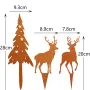 Pack of 4 Rust Stake Christmas Tree and Deer Christmas Decoration Rust Garden Stakes Christmas Trees Reindeer Christmas Decoration Outdoor Autumn Decoration
