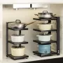 Stainless Steel 4-layer Kichen Pot Organization Holder Rack Space Saving Cabinet Pan Storage Rack