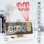AGSIVO 7.4\ LED Digital Projection Alarm Clock With FM Radio / Rotating Projector / Mirror Surface / Temperature Display / Humidity Display / Snooze / External USB Charger