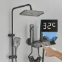 Agsivo High Pressure Shower Copper Body Kit Piano Keys Thermostat LED Digital 4 Modes Faucet Household Copper Booster Shower High Pressure Spray Gun
