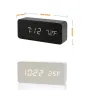 LED Electronic Wooden Alarm Clock Time Temperature Display USB + Battery Dual Power Supply Digital Alarm Clock LED Alarm Clock with Temperature Desk Clocks for Office Bedside Clock