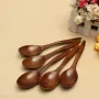 5Pcs Wooden Cooking Kitchen Utensil Coffee Tea Ice Cream Soup Caterin Spoon Tool