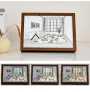 LED Illuminated Artwork Warm Modern Minimalist Design Rechargeable with Real Wood Frame Perfect Night Light and Home Decor Piece