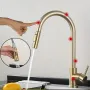 Rubinetto da cucina estraibile con sensore touch in oro spazzolato, rotazione a 360°, rubinetto da cucina intelligente, rubinetto con sensore, miscelatore monocomando