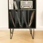 Hommpa Turntable Stand Black Record Player Stand with Vinyl Storage and LED Light Vinyl Record Storage Cabinet Holds Up to 100 Albums Record Player Table for Living Room Bedroom Office