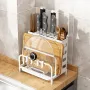 Stainless Steel Kitchen Knife Holder Rack Countertop Cutting Board Rack Chopsticks Forks Integrated Storage Organizer w/ Hooks