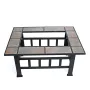 SINGLYFIRE 37 Inch Fire Pit Table with Grill for Outside Large Square Wood Burning firepit Heavy Duty Steel Pit Cooking with Spark Screen Log Grate Poker for Backyard Garden Camping
