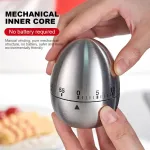 60 Minute Mechanical Egg Shaped Timer Kitchen Timer Electronic Steel Egg Timing Tools Loud Manual Reminder Alarm Clock Home Shower