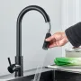 304 Stainless Steel Pull-out Faucet Straight Nozzle Kitchen Pull-Out Faucet with Sprayer Mode Steam Mode