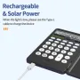 NEWYES Black Rechargeable 12 Digits Scientific Calculator with 6.5 Inch LCD Writing Tablet and Solar Energy Science Calculators Notepad Professional Foldable Calculators for School Students Office Assistant