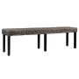 Bench 63\ Black Natural Kubu Rattan and Solid Mango Wood