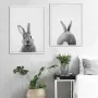 Cute Rabbit Canvas Wall Art Poster Animal Print Paintings Baby Nursery Room 
