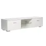 Woodyhome High Gloss TV Stand with LED Lights 2 Drawers Cabinet Unit Storage Entertainment for TVs up to 59 Inches