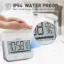BALDR Waterproof Countdown Thermometer Hygrometer Multifunctional Electronic Thermometer And Hygrometer With Countdown Function Bathroom Clock Thermometer Hygrometer Alarm Reminder