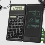 Bloco de notas para calculadora básica com tablet LCD de 6 polegadas, calculadora científica portátil dobrável, silenciosa, com alimentação solar/dupla, para ensino médio, faculdade e escritório