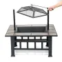 SINGLYFIRE 37 Inch Fire Pit Table with Grill for Outside Large Square Wood Burning firepit Heavy Duty Steel Pit Cooking with Spark Screen Log Grate Poker for Backyard Garden Camping