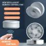 2 in 1 Desktop Folding Fan with Remote Control USB Charging Rechargeable 4000mah Battery Compact Design Night Light Feature Available in White Green and Blue